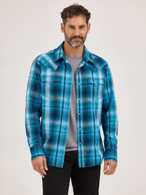 Men's Wrangler Retro® Premium Long Sleeve Western Snap Plaid Shirt