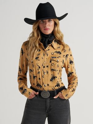 Women's Wrangler Bold Bucking Cowboy Sierra Snap Shirt