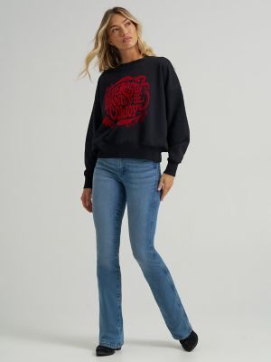 Wrangler x Lainey Wilson Cowboy Crewneck Pullover in Cowboy Graphic
