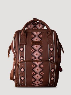 Southwestern Print Backpack:Dark Brown:One Size main view