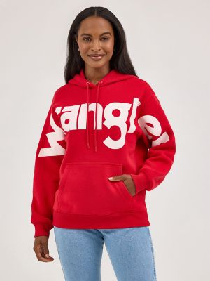 Girl's Wrangler Bold Logo Hoodie in Fire Red