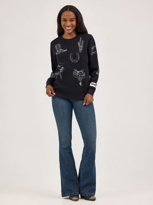 Women's Wrangler Icons Pullover Sweatshirt in Black