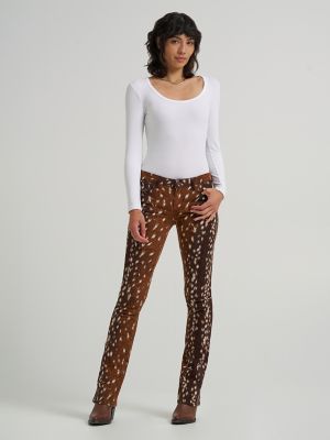 Women's Fawn Print Bootcut Jean in Fawn