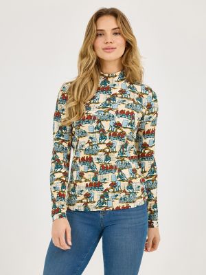 Women's Western Print Mock Neck Shirt | SALE | Wrangler®