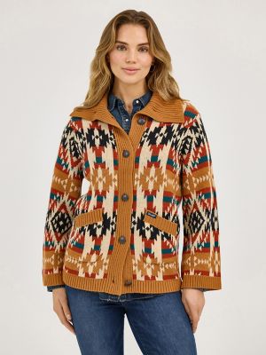 Women's Western Pattern Cardigan Sweater