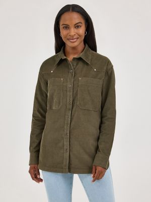 Women's Wrangler Corduroy Boyfriend Western Snap Shirt | SALE