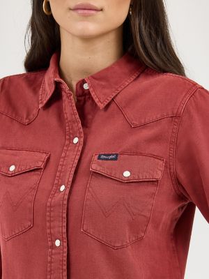Women's Wrangler Colorwash Slim Western Snap Shirt