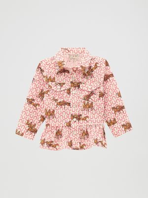 Little Girl's Ruffle Hem Western Snap Shirt
