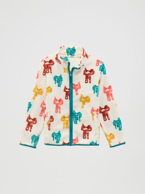 Girl's Western Full Zip Fleece Jacket in Saddle White