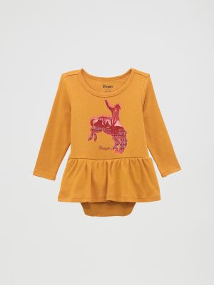 Baby Girl's Horse Graphic Skirted Bodysuit