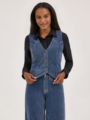 Women's Wrangler Airy Denim Vest in Blue