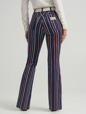 Wrangler x Lainey Wilson Striped Flare Jeans in Yarn Dye Blue alternative view 3
