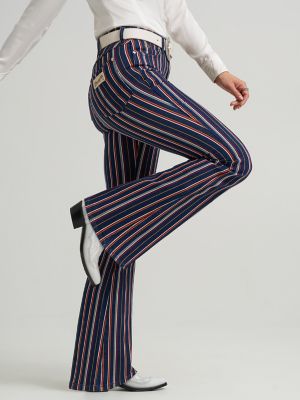 Wrangler x Lainey Wilson Striped Flare Jeans in Yarn Dye Blue alternative view 5