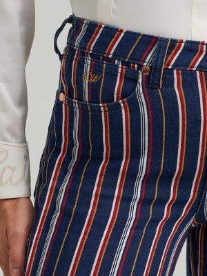 Wrangler x Lainey Wilson Striped Flare Jeans in Yarn Dye Blue alternative view 8