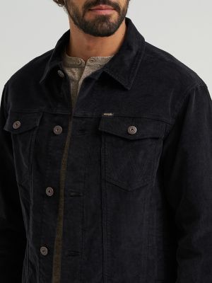 Men's Unlined Corduroy Jacket in Jet Black