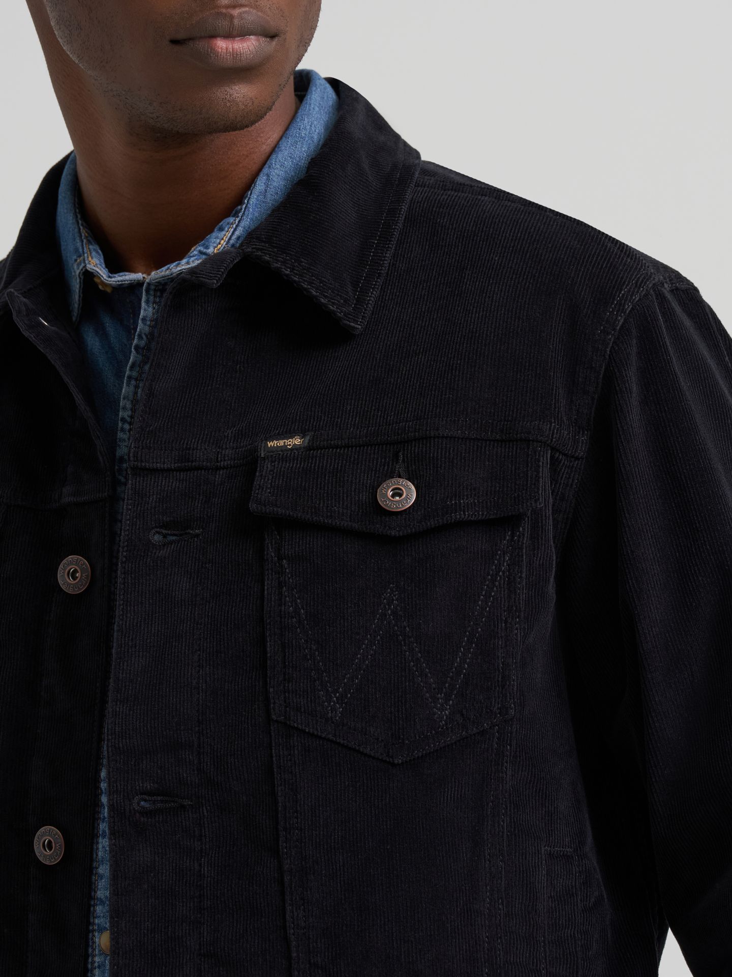 Мужская куртка Wrangler Unlined Corduroy, цвет: Угольно-чёрный — фото 5