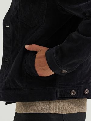 Men's Unlined Corduroy Jacket in Jet Black