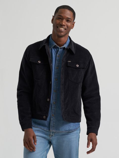 Мужская куртка Wrangler Unlined Corduroy, цвет: Угольно-чёрный