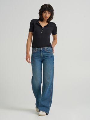 Women's Worldwide Mid Rise Wide Leg Jean in Drifters Dream