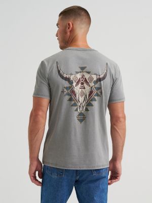 Steer Skull Back Graphic T-Shirt:Grey Heather:S alternative view