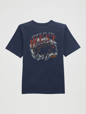 Wrangler Kids' Boy's  Back Rodeo Graphic T-shirt In Spirit Blue
