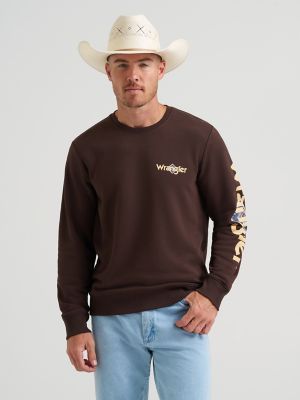 Skull Steer Graphic Fleece Sweatshirt in Mole Brown alternative view
