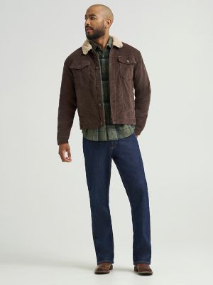 Men's Wrangler® Sherpa Lined Corduroy Trucker Jacket in Chocolate Brown
