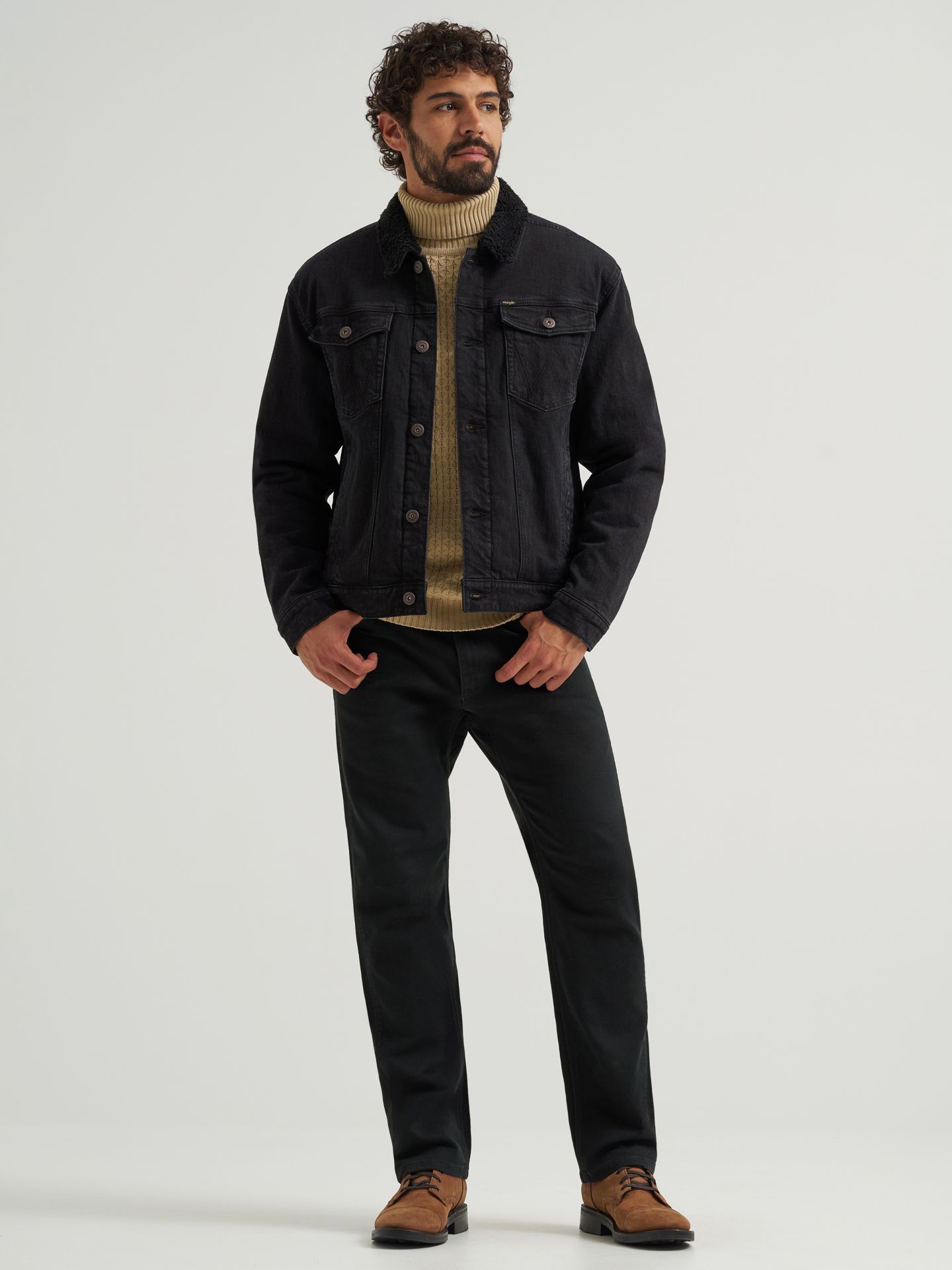Мужская куртка Wrangler Sherpa Lined Denim, цвет: Чёрный — фото 2