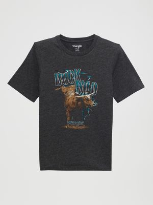 Wrangler Kids' Boy's Logo Front Graphic T-shirt In Buck Wild Blck In Black