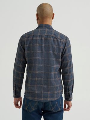 Men's Wrangler® Flannel Plaid Shirt in Dark Sapphire