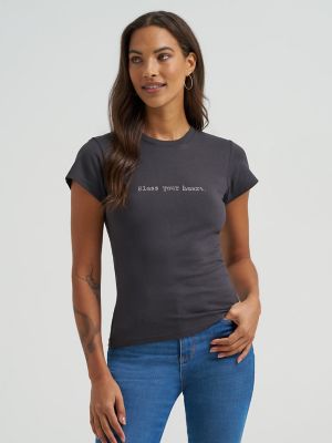 Women's Rhinestone Bless Your Heart Shrunken Band Tee