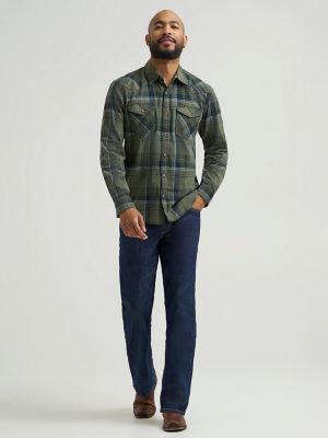 Men's Broken Twill Plaid Shirt in Thyme