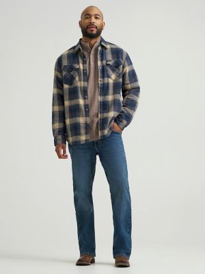 Men's Heavyweight Sherpa Lined Plaid Shirt Jacket