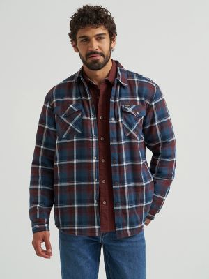 Men's Heavyweight Sherpa Lined Plaid Shirt Jacket