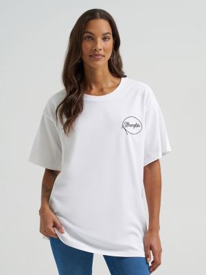 Women's Rodeo Snaps Oversized Tee in Bright White alternative view 4