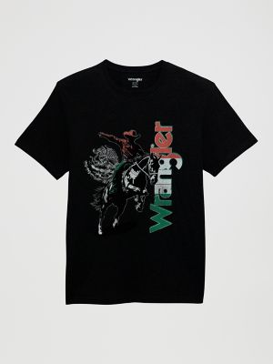 Wrangler Kids' Boy's  Mexico Flag Logo T-shirt In Jet Black