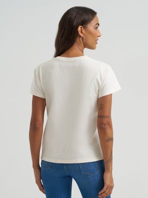 Women's Faded Cowgirl Retro Regular Fit Tee in Egret alternative view 2