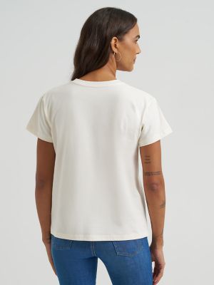 Women's Long Live Cowboys Antique Retro Regular Fit Tee in Egret alternative view 2