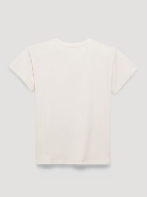Women's Long Live Cowboys Antique Retro Regular Fit Tee in Egret alternative view 3