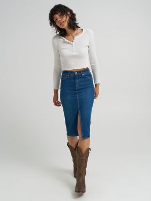 【L'Appartement】GOOD GRIEF DENIM LONG SK L'Appartement】GOOD GRIEF DENIM LONG SK Denim Zip Narrow