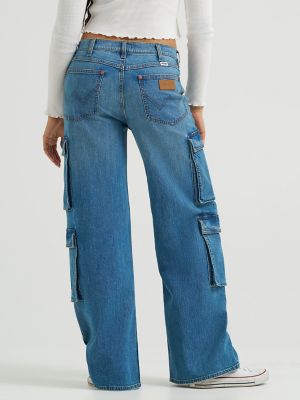 Women's Low Rise Baggy Cargo Jean in Azurite