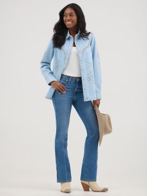 Wrangler® x Yellow Rose by Kendra Scott Studded Shacket in Prairie Wash