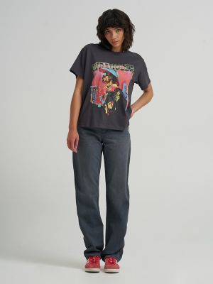 Women's Neon Graphic Tee in Faded Black