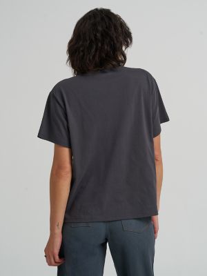 Women's Neon Graphic Tee in Faded Black