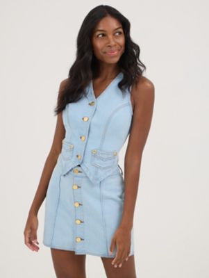Wrangler® x Yellow Rose by Kendra Scott Denim Vest in Prairie Wash alternative view 3