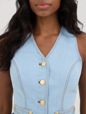 Wrangler® x Yellow Rose by Kendra Scott Denim Vest in Prairie Wash alternative view 6