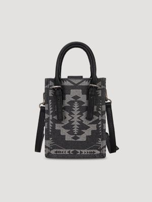 Laser Cut Printed Square Cross Body:Black:One Size alternative view