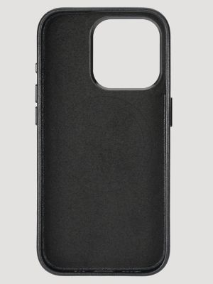Smartphone Leather Embroidery Case in Black