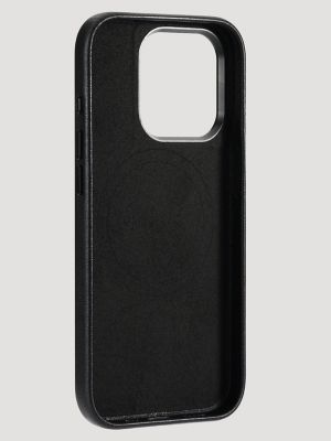 Smartphone Leather Embroidery Case in Black