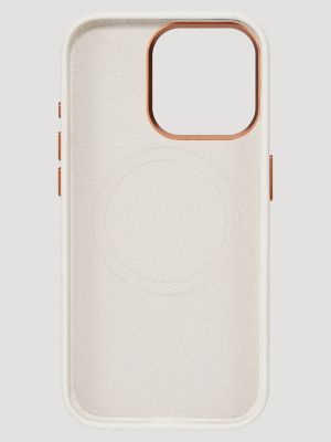 Smartphone Leather Embroidery Case in White